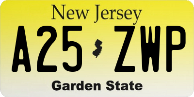 NJ license plate A25ZWP