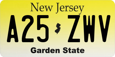 NJ license plate A25ZWV