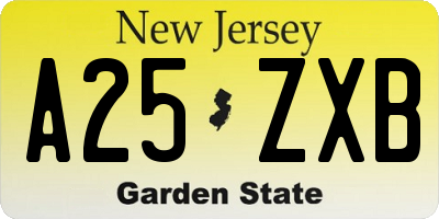 NJ license plate A25ZXB