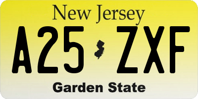 NJ license plate A25ZXF
