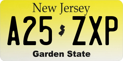 NJ license plate A25ZXP