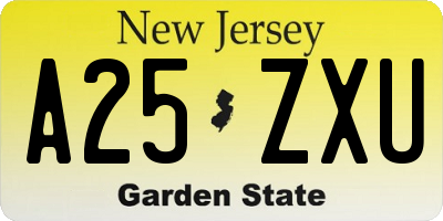 NJ license plate A25ZXU
