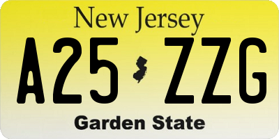 NJ license plate A25ZZG