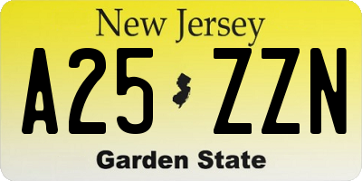 NJ license plate A25ZZN