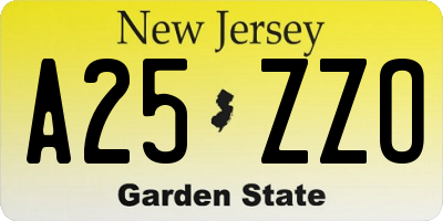 NJ license plate A25ZZO