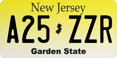 NJ license plate A25ZZR