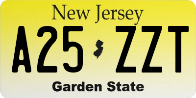 NJ license plate A25ZZT