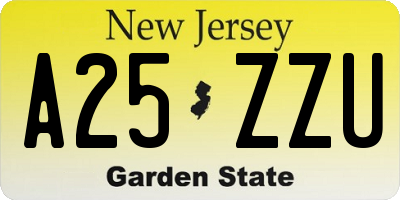 NJ license plate A25ZZU