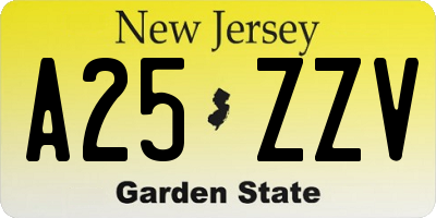 NJ license plate A25ZZV