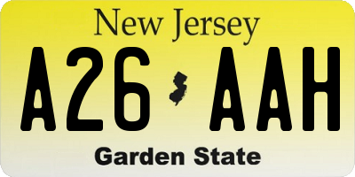 NJ license plate A26AAH