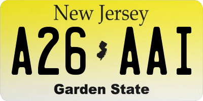 NJ license plate A26AAI