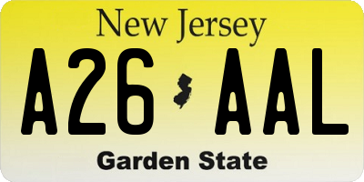 NJ license plate A26AAL