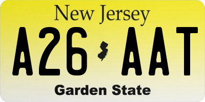 NJ license plate A26AAT