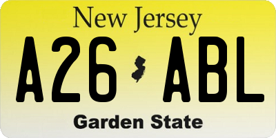 NJ license plate A26ABL