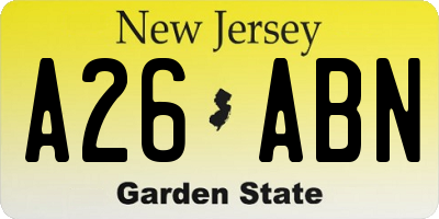NJ license plate A26ABN