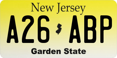 NJ license plate A26ABP