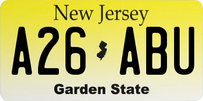 NJ license plate A26ABU