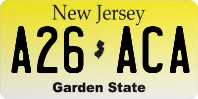 NJ license plate A26ACA