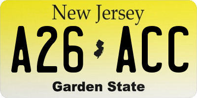NJ license plate A26ACC