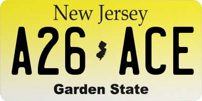 NJ license plate A26ACE