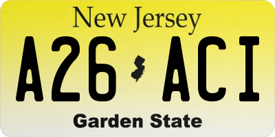 NJ license plate A26ACI
