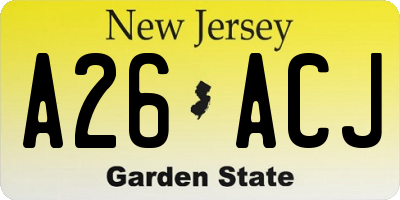 NJ license plate A26ACJ