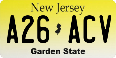 NJ license plate A26ACV