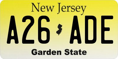 NJ license plate A26ADE