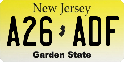 NJ license plate A26ADF