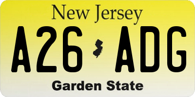 NJ license plate A26ADG