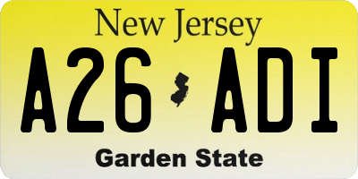 NJ license plate A26ADI