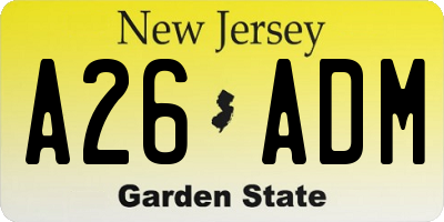 NJ license plate A26ADM
