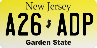 NJ license plate A26ADP