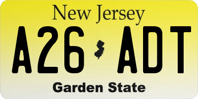 NJ license plate A26ADT