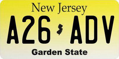 NJ license plate A26ADV