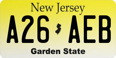 NJ license plate A26AEB