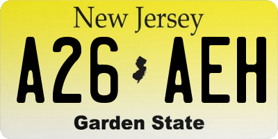NJ license plate A26AEH