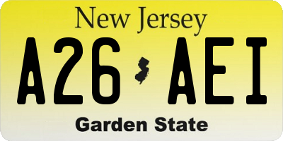 NJ license plate A26AEI