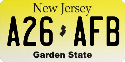 NJ license plate A26AFB