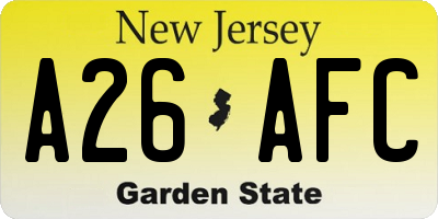 NJ license plate A26AFC