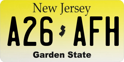 NJ license plate A26AFH