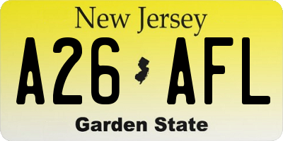 NJ license plate A26AFL