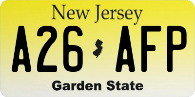 NJ license plate A26AFP