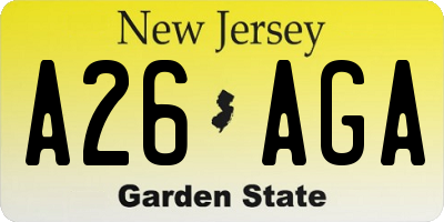 NJ license plate A26AGA