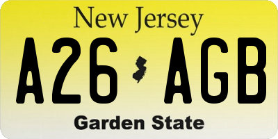 NJ license plate A26AGB