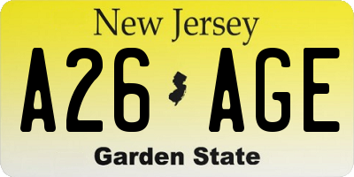 NJ license plate A26AGE