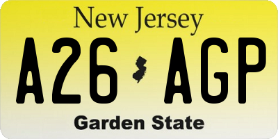 NJ license plate A26AGP