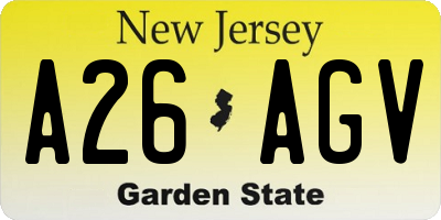 NJ license plate A26AGV