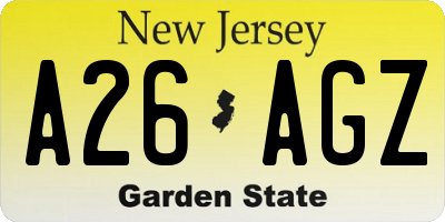 NJ license plate A26AGZ