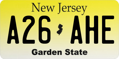 NJ license plate A26AHE